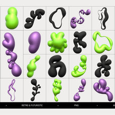 Abstract Retro Blobs Elements