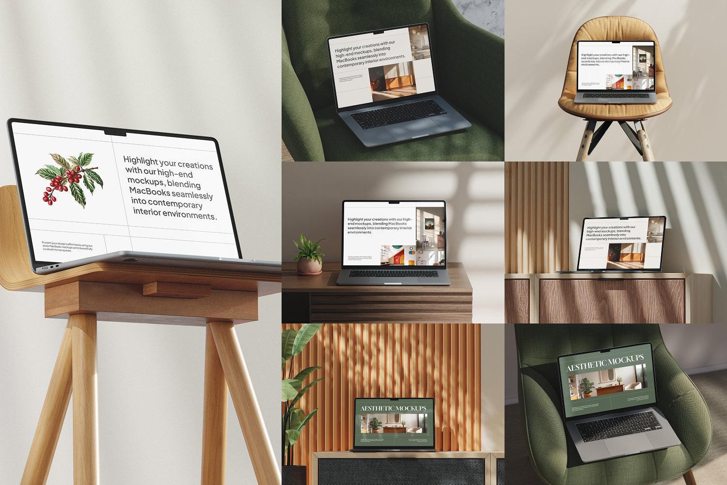Aesthetic Interior Furniture MacBook Mockups