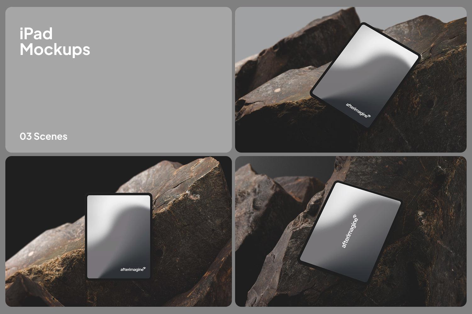 Apple Devices Mockups on Rock Surfaces