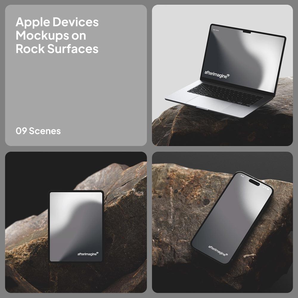 Apple Devices Mockups on Rock Surfaces