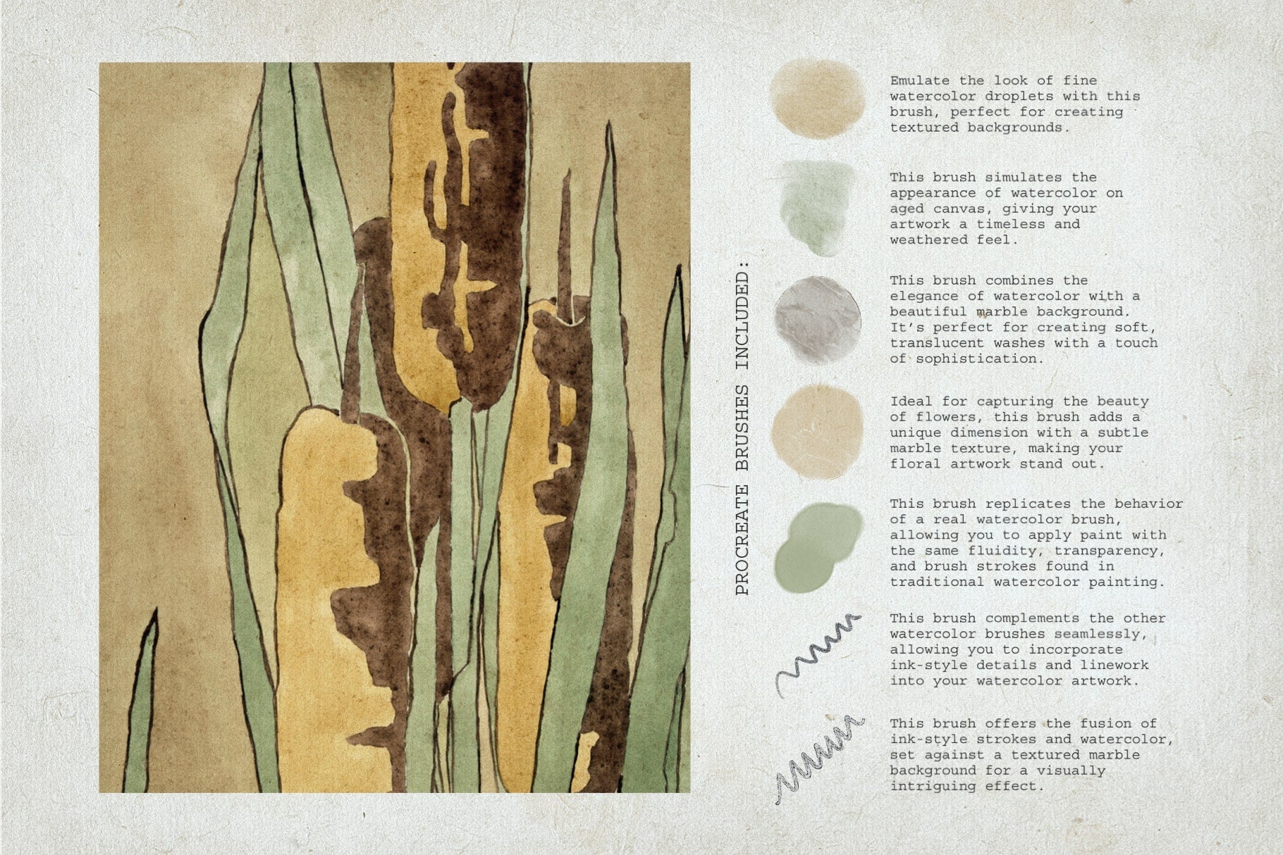 Botanical Watercolor Procreate Kit