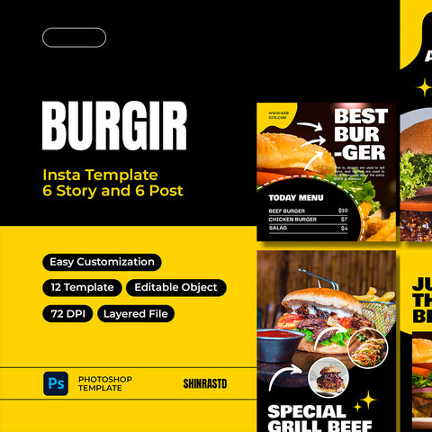 Burgir Restaurant & Food Social Media Template