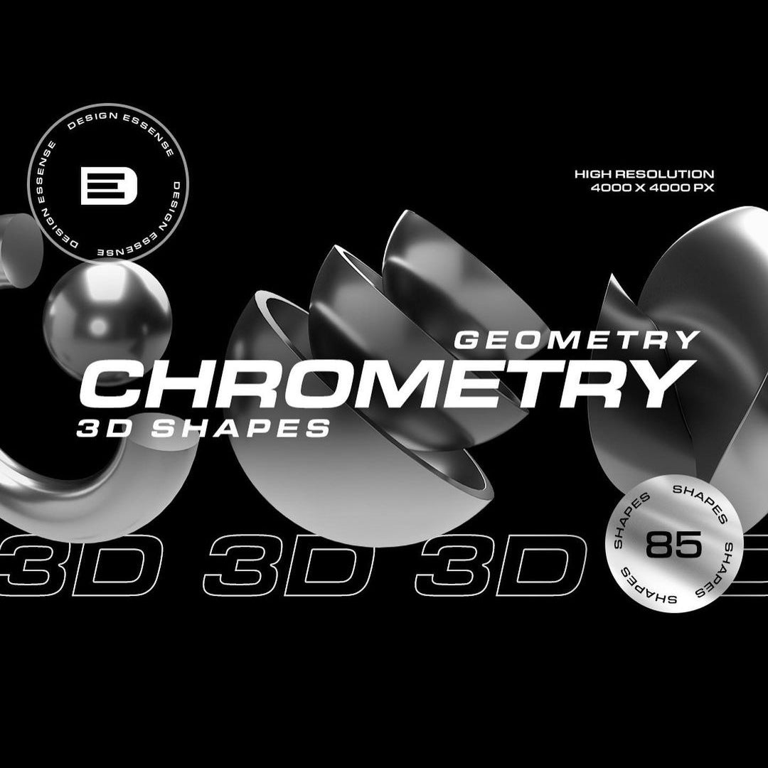 Chrome Geometrical 3D Shapes