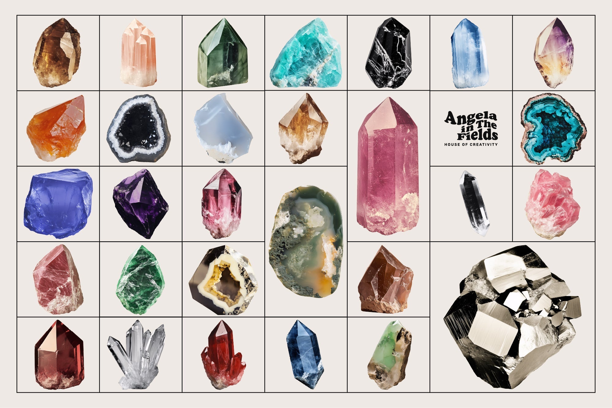 CRYSTAL SPECIMENS Vintage Clipart