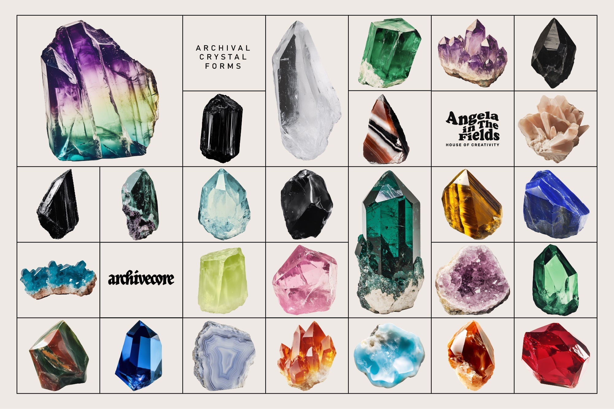 CRYSTAL SPECIMENS Vintage Clipart