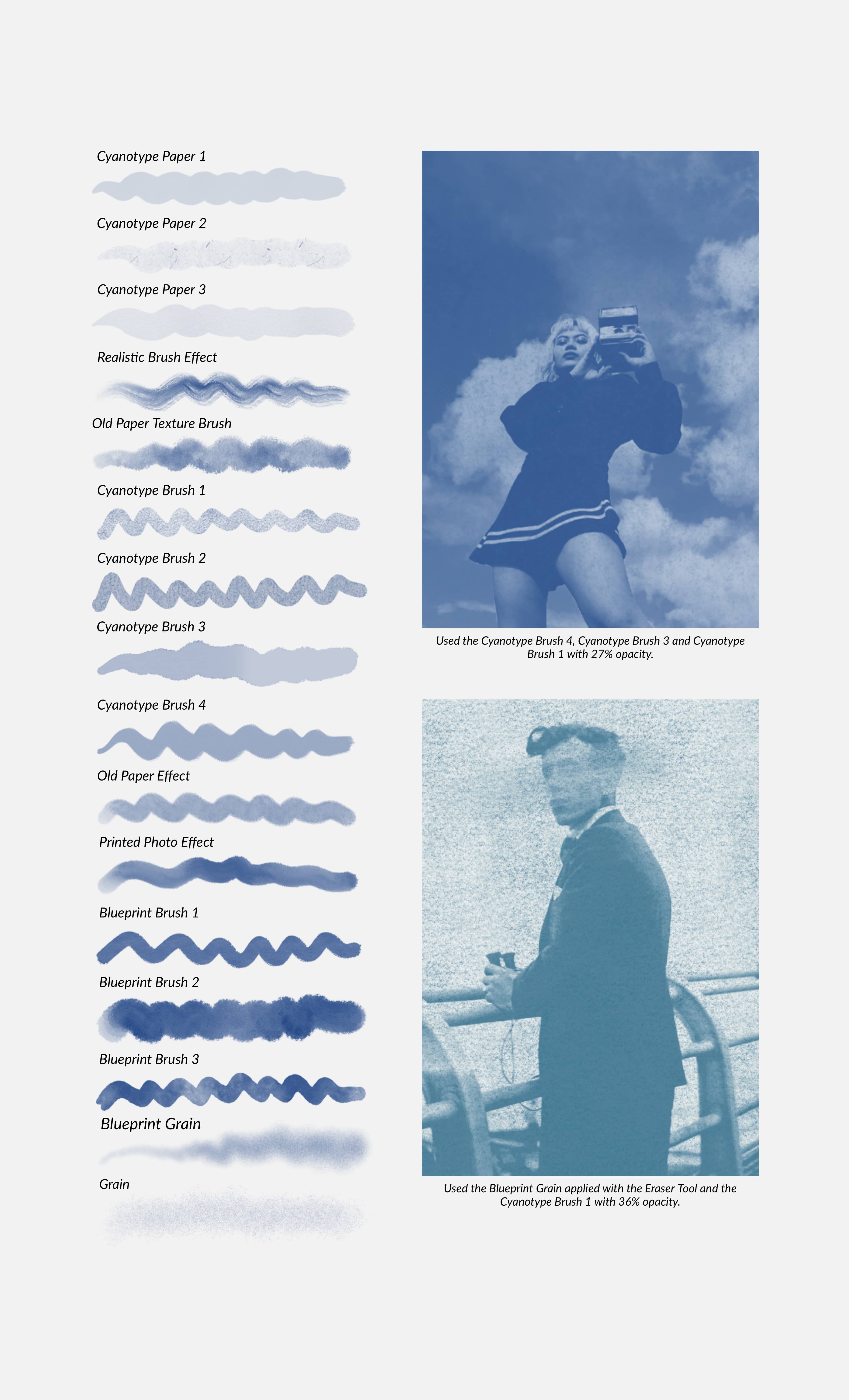 Cyanotype Print (Blueprint) Effect Procreate Brushes