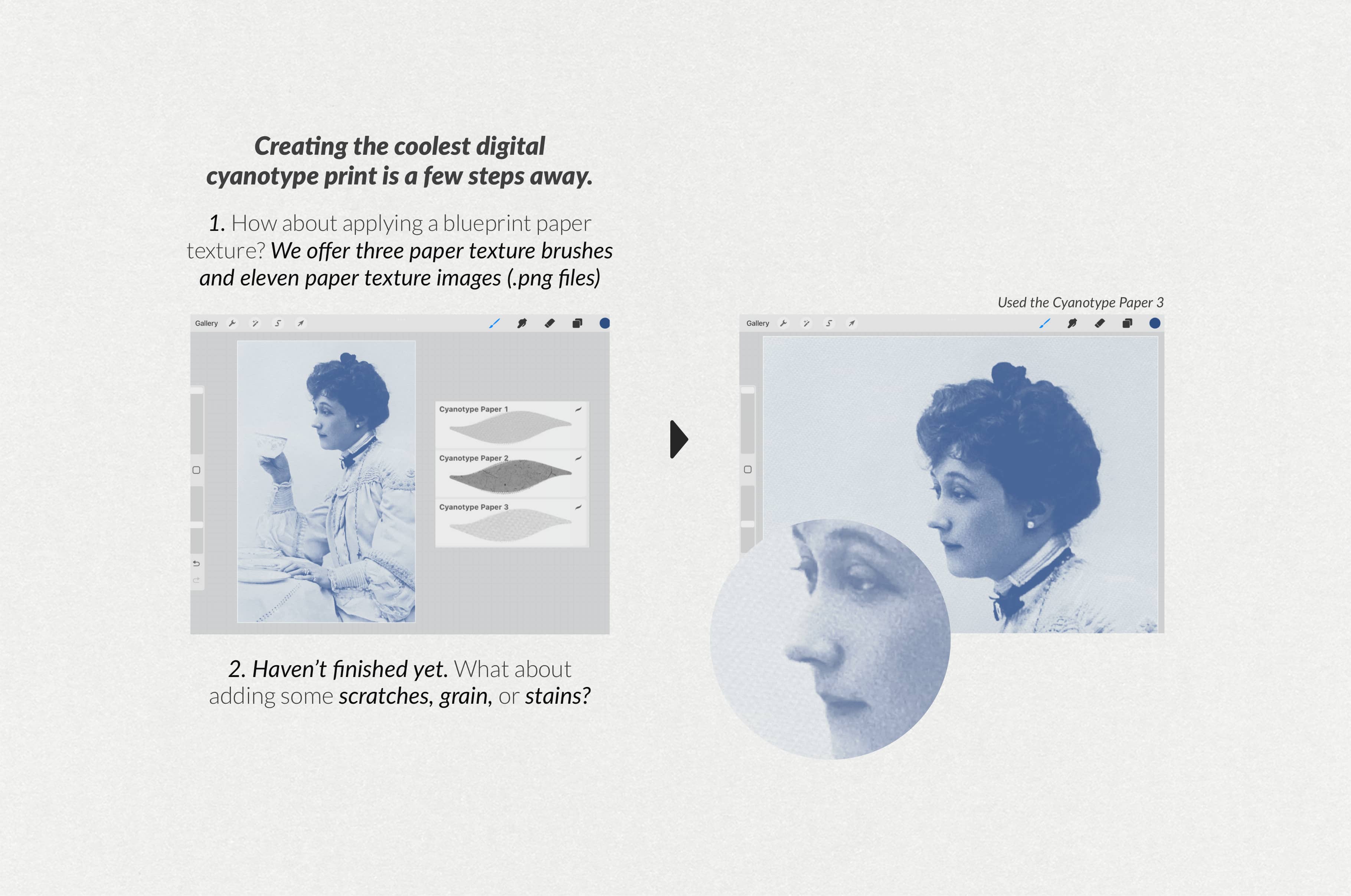 Cyanotype Print (Blueprint) Effect Procreate Brushes