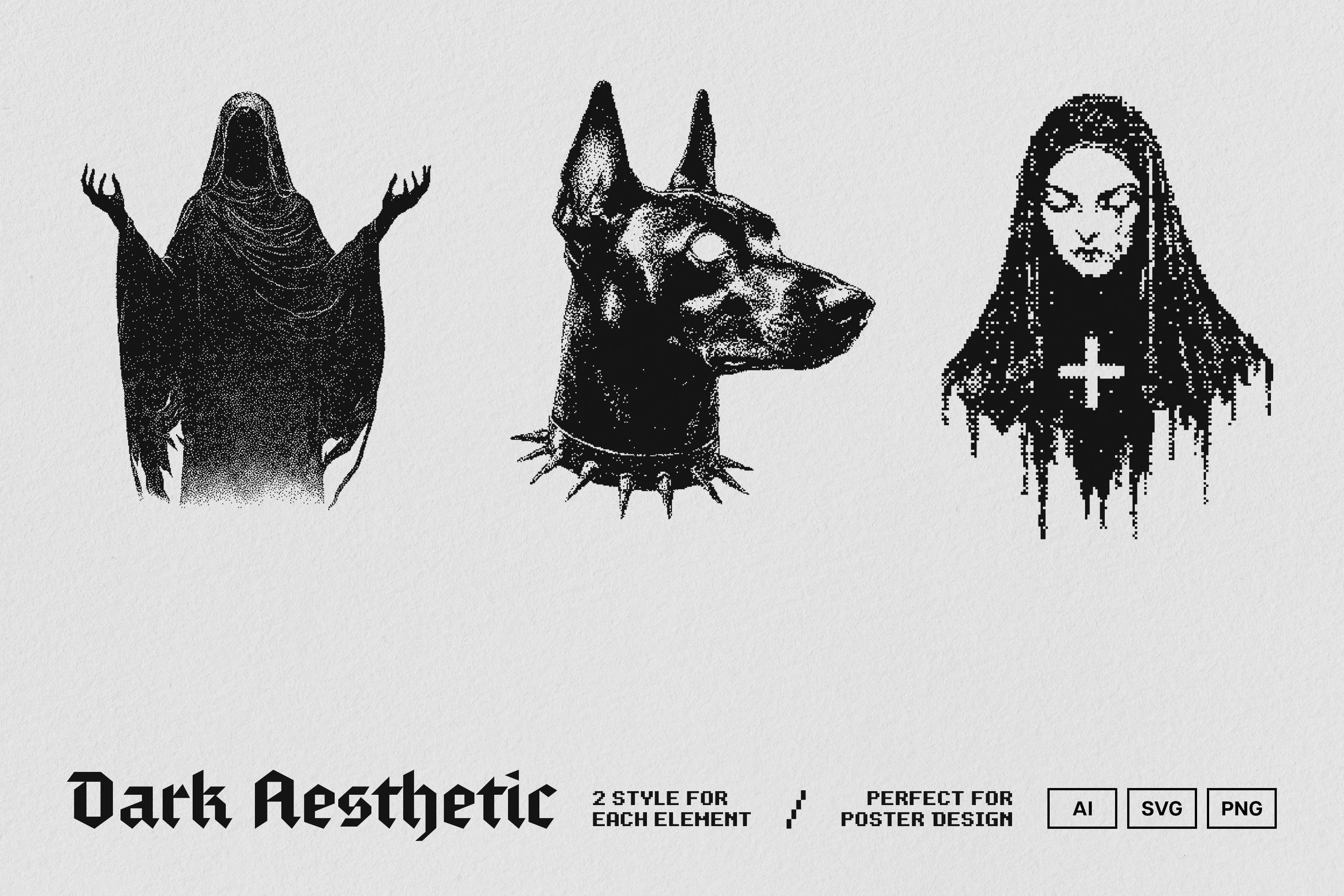Dark Aesthetic Dithering Graphic Bundle
