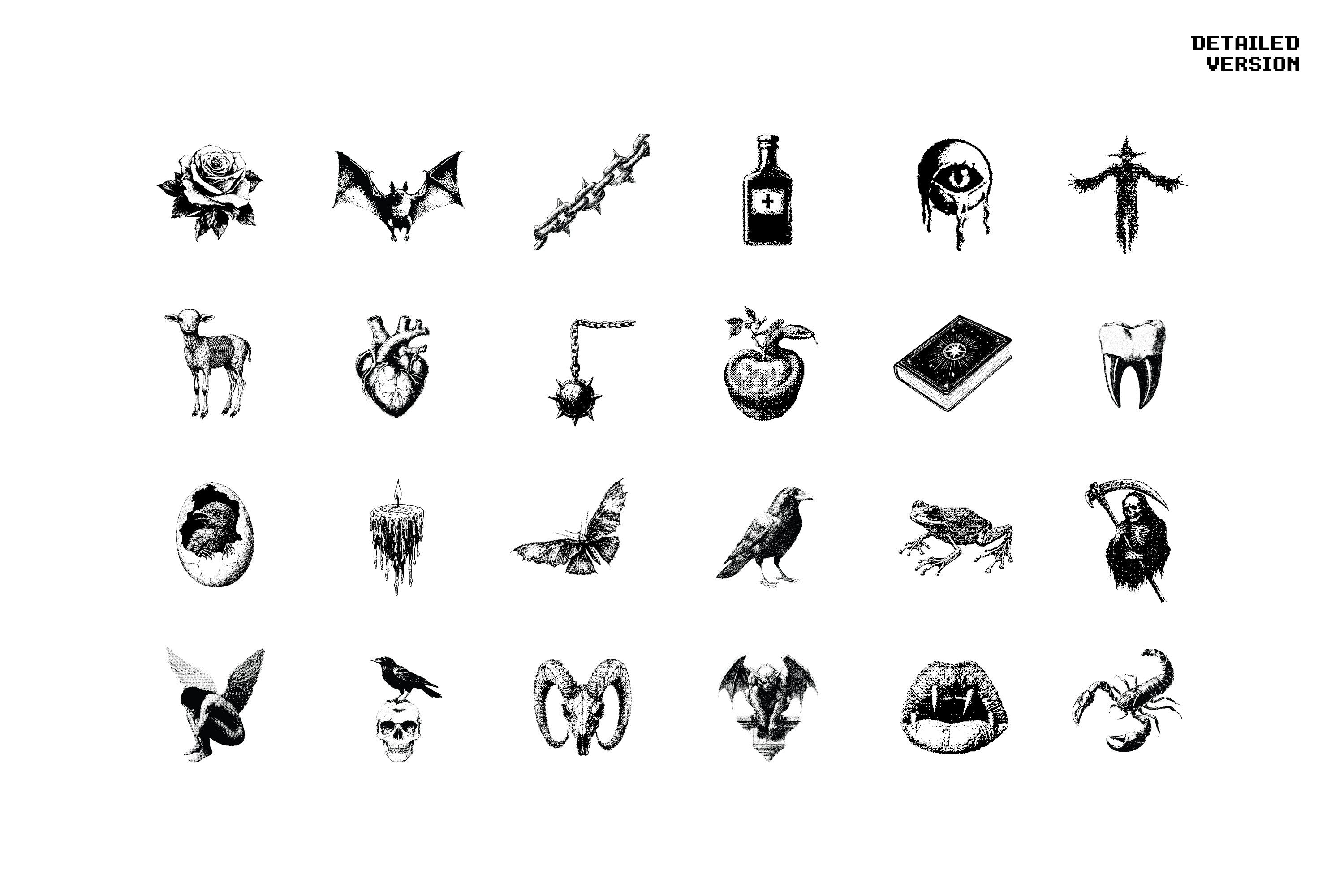 Dark Aesthetic Dithering Graphic Bundle