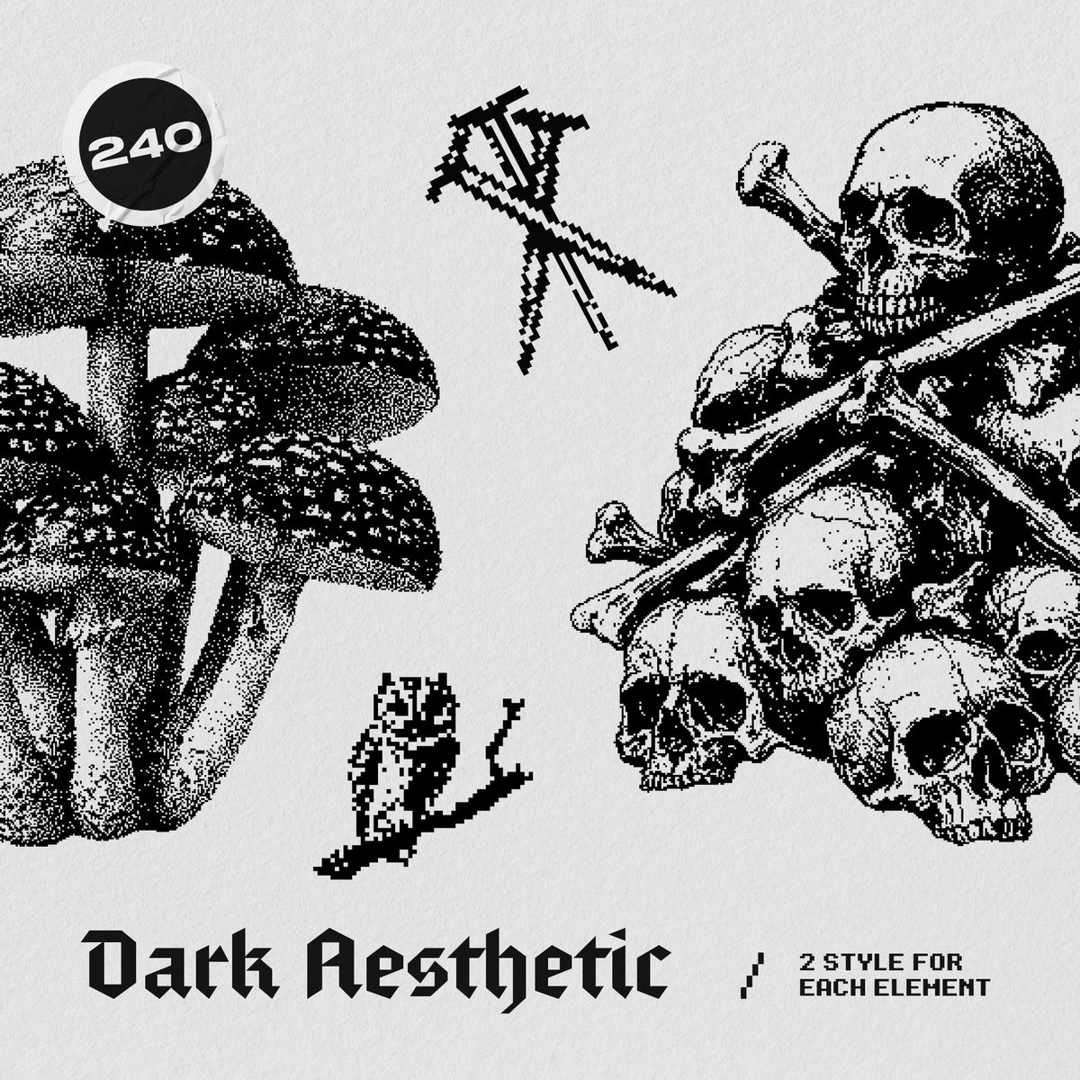 Dark Aesthetic Dithering Graphic Bundle by Pixelbuddha
