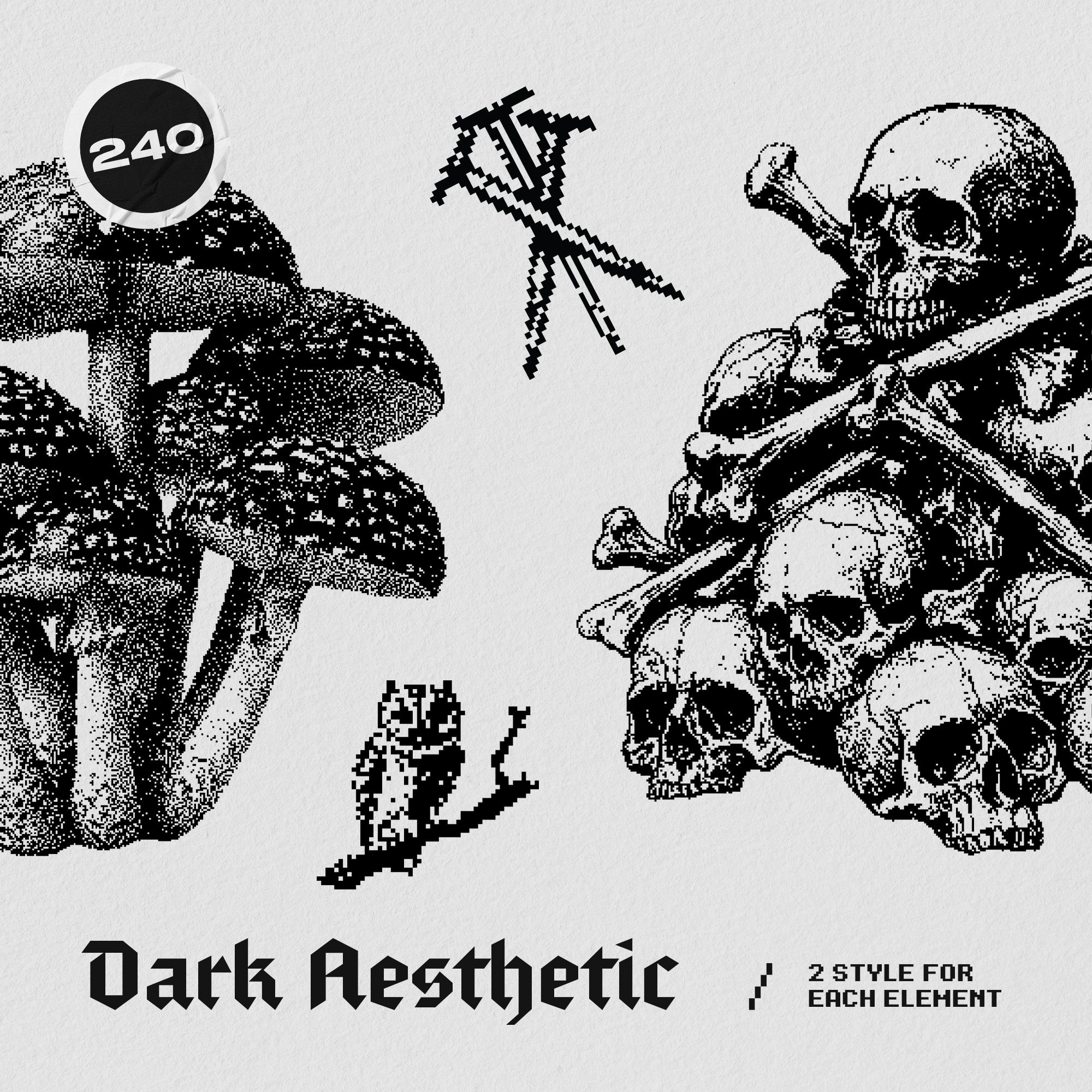Dark Aesthetic Dithering Graphic Bundle