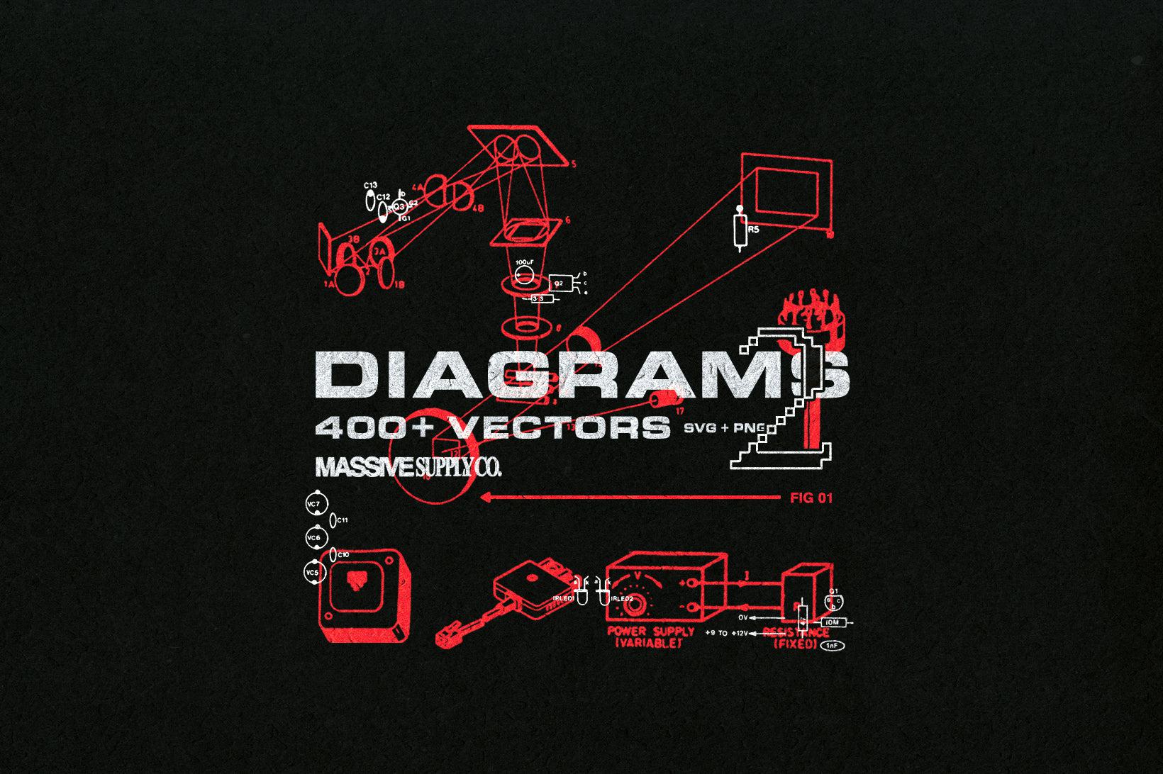 DIAGRAMS2 - 400+ Mathematical / Scientific / Engineering Vectors