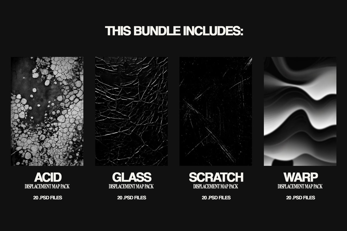 [ DLC-001 ] DISPLACEMENT MAP BUNDLE | 80 .PSD DISPLACEMENT MAP FILES by ...