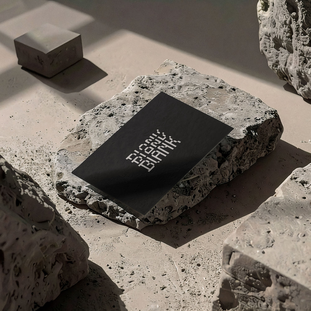 Dramatic Stone Card Display Mockup by Blank Studio