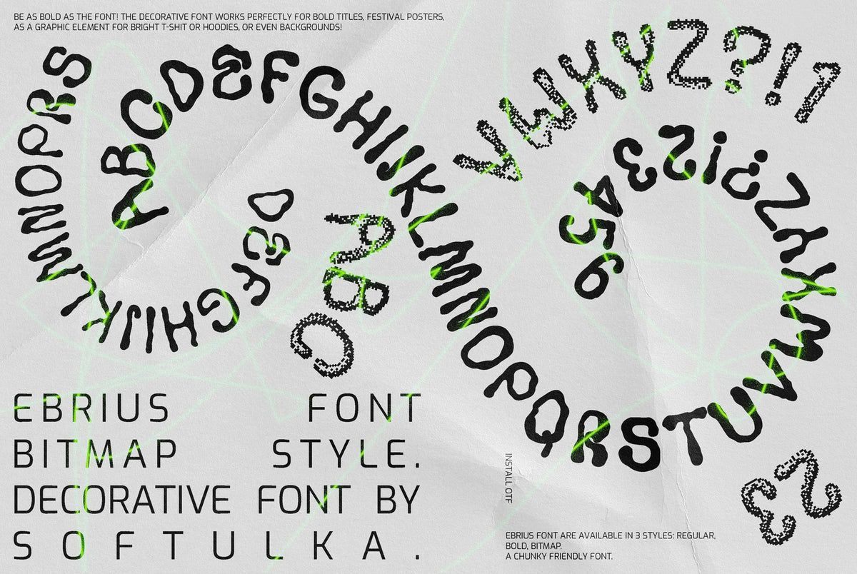 Ebrius Font - Trippy Bitmap Font by Softulka