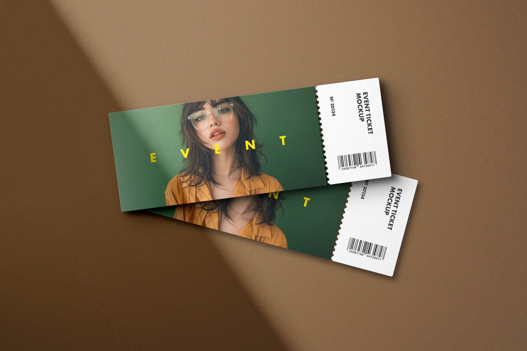 Event Ticket Mockups with Shadow Overlays