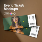 Event Ticket Mockups with Shadow Overlays