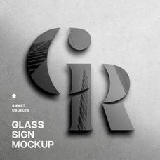 Glass Sign 3d Mockup
