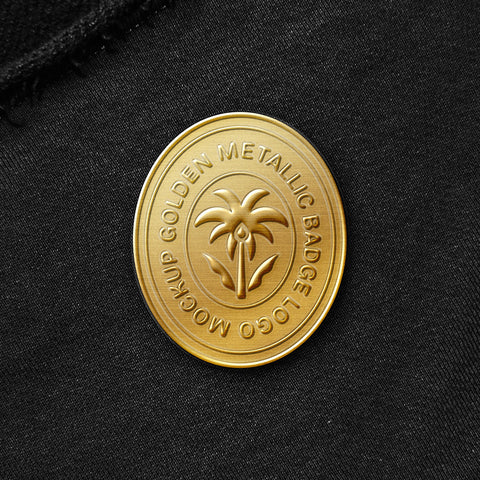 Gold Embossed Pin Logo Mockup