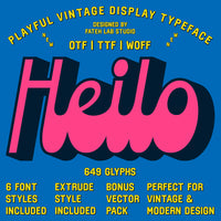 Heilo - Playful Vintage Extrude Display Typeface