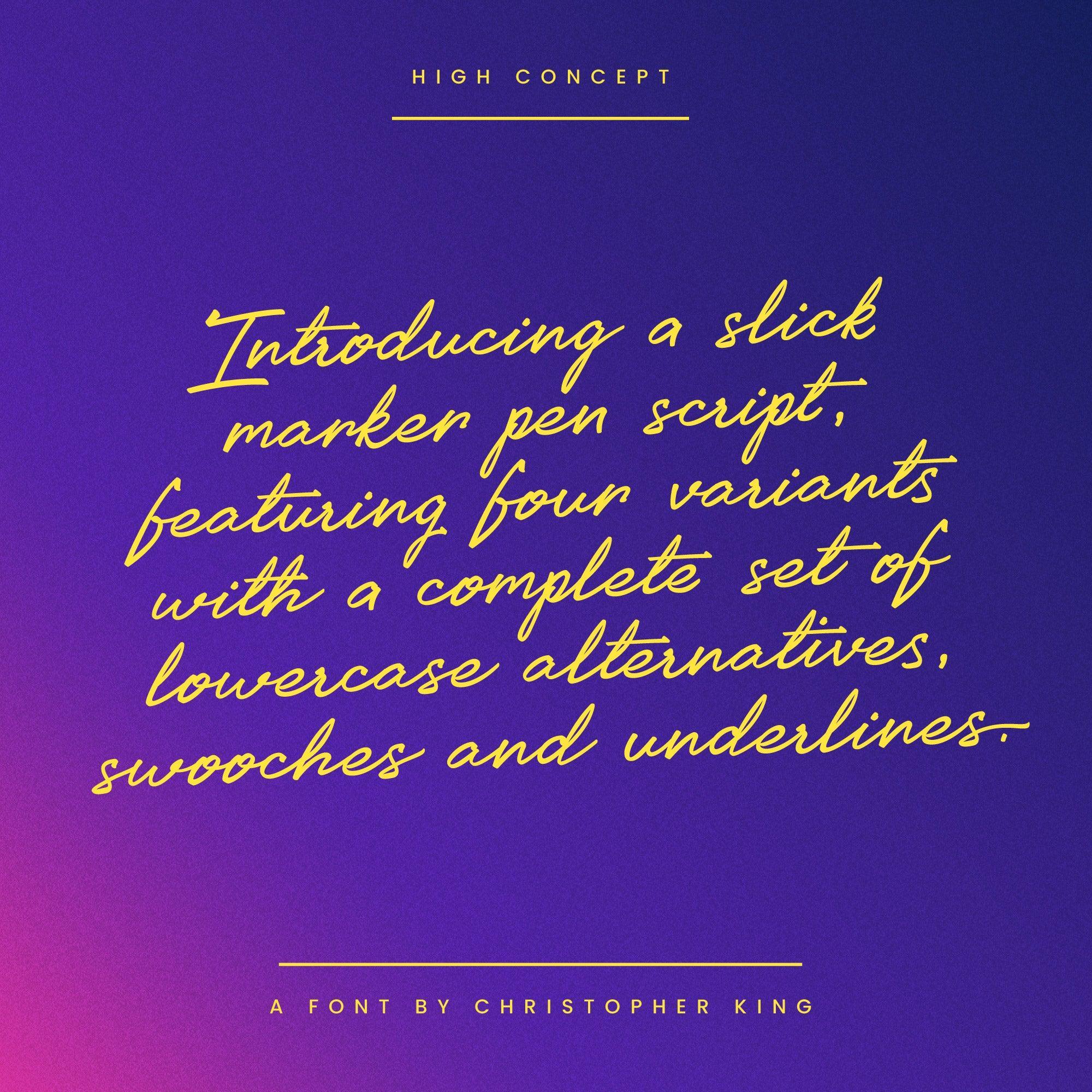 High Concept: A Slick Marker Pen Script Font