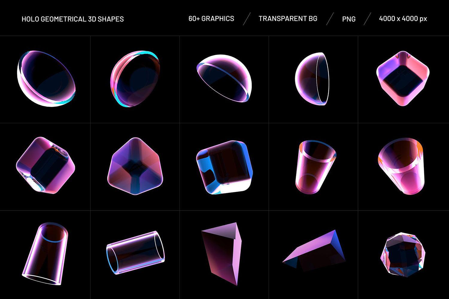 Holo Geometrical 3D Shapes