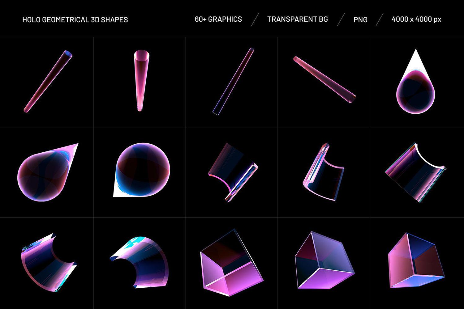 Holo Geometrical 3D Shapes