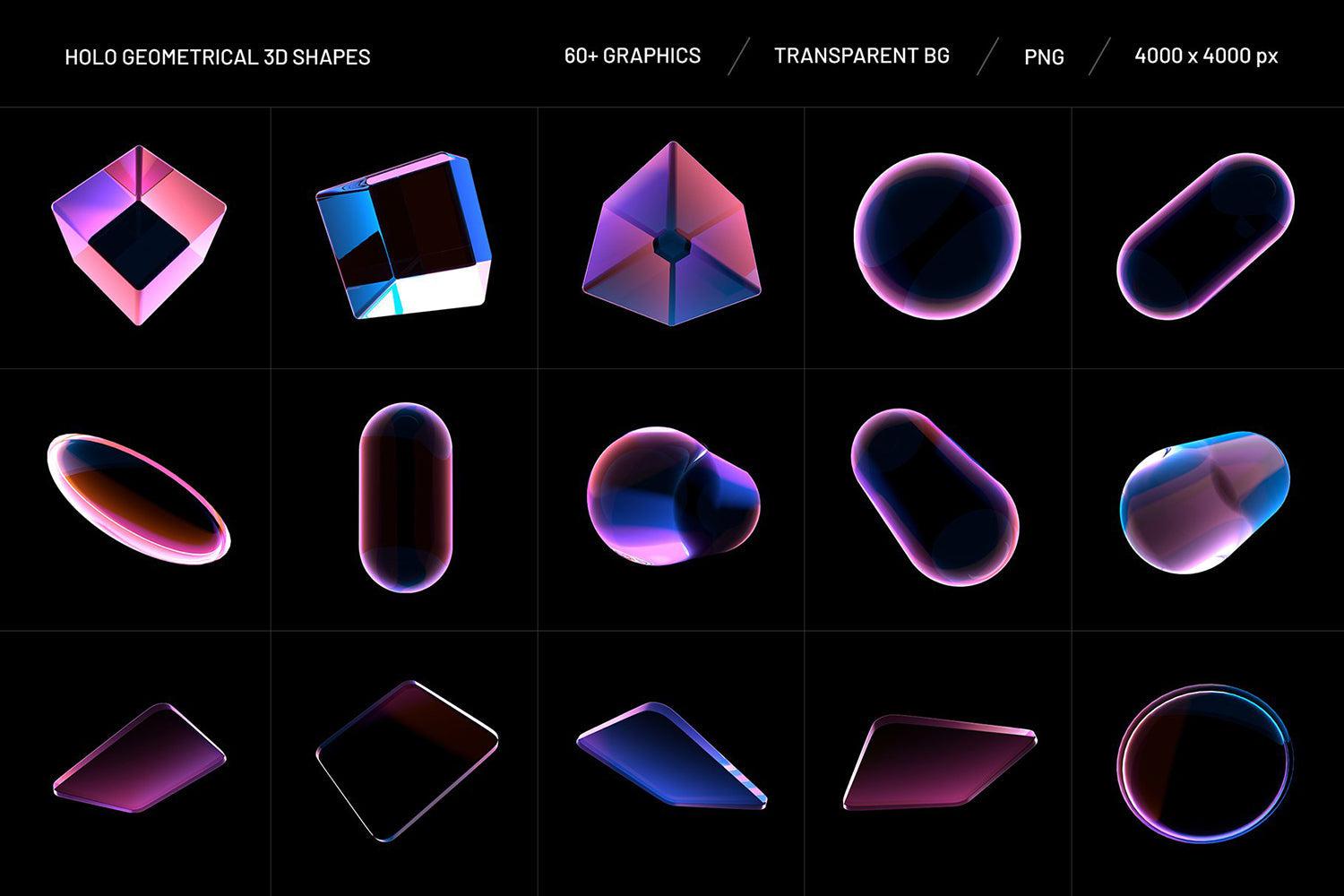 Holo Geometrical 3D Shapes