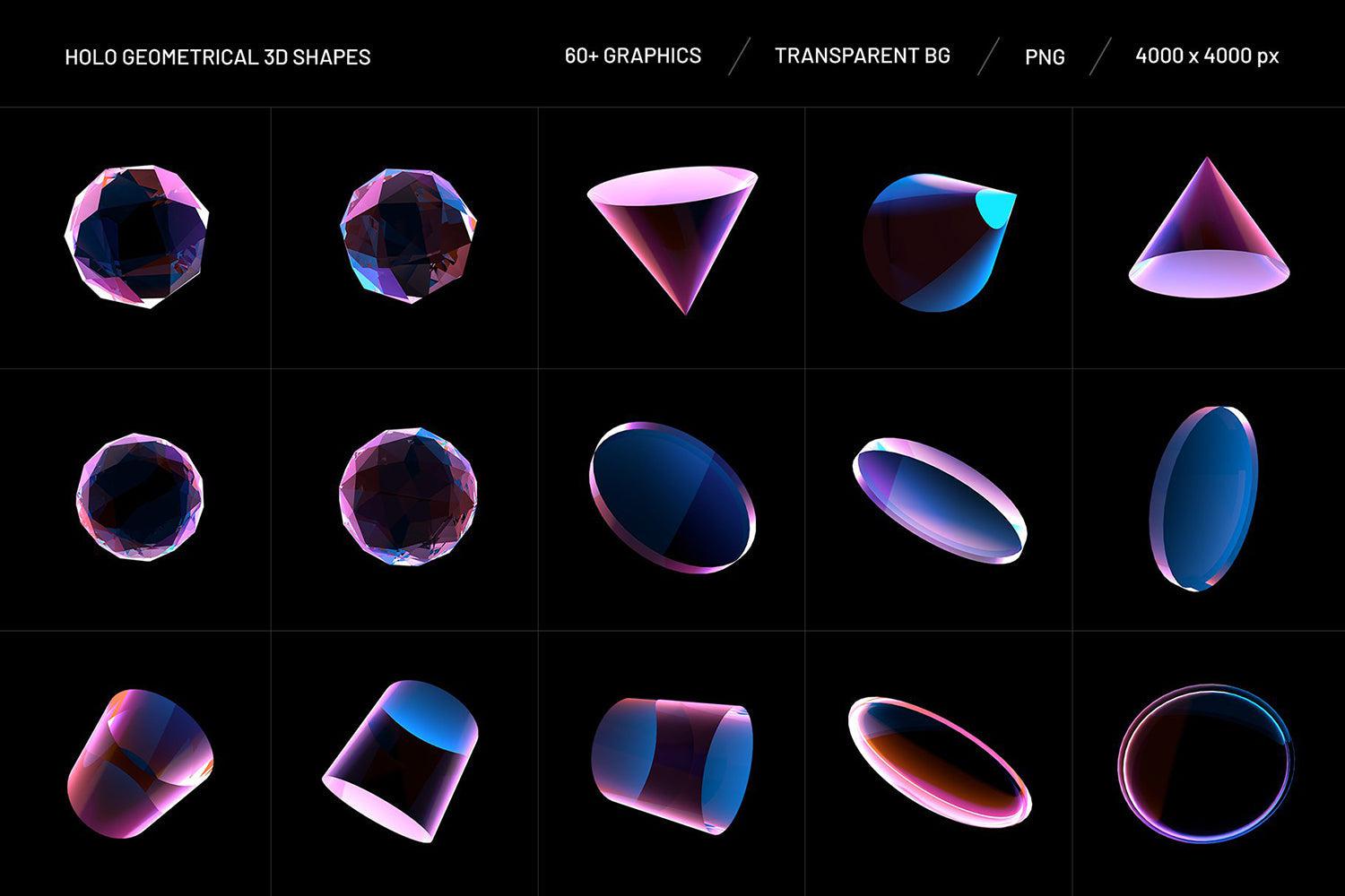 Holo Geometrical 3D Shapes