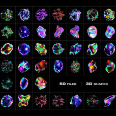 Holographic 3D Abstract Shapes