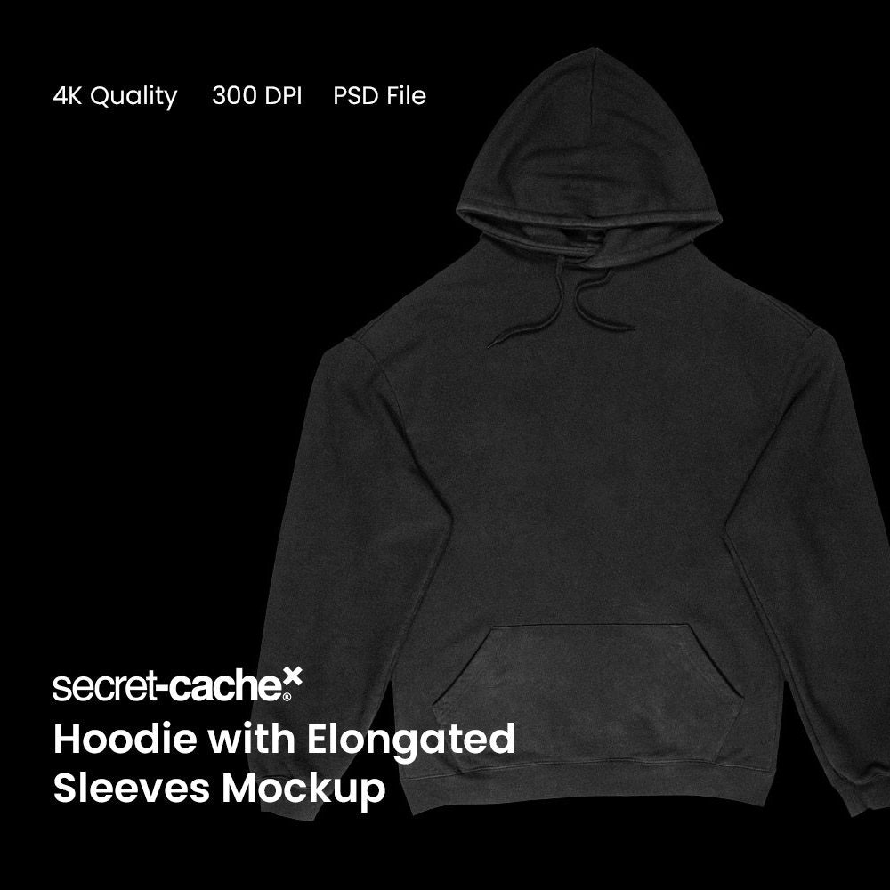 Hoodie with Elongated Sleeves Mockup