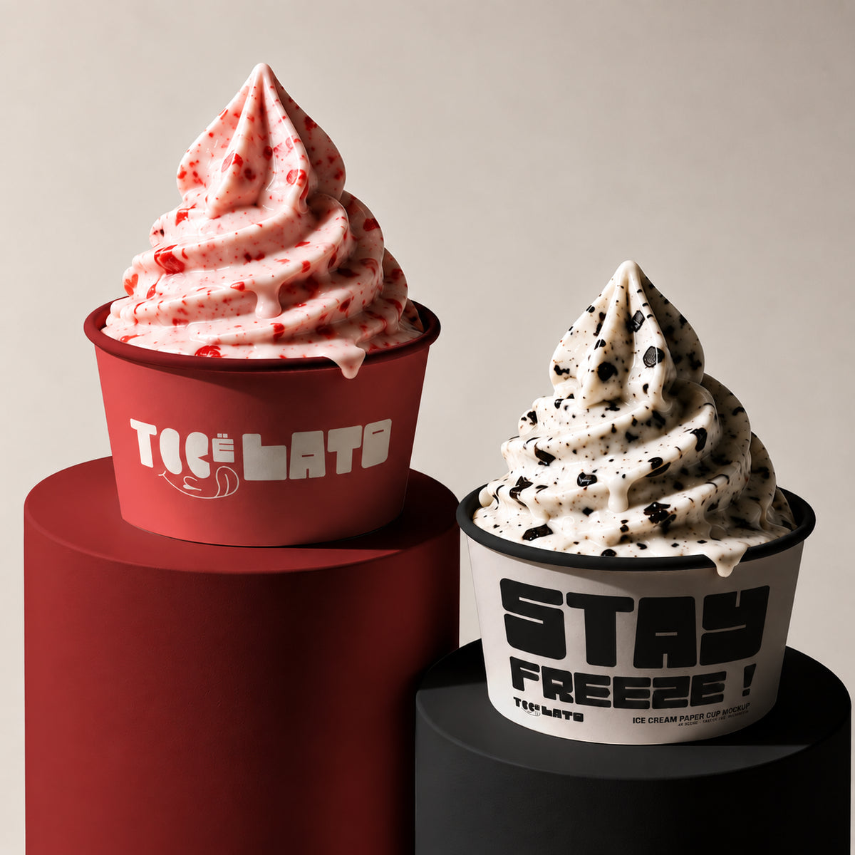 Ice Cream Paper Cup Mockup by Mockativ – Studio 2am