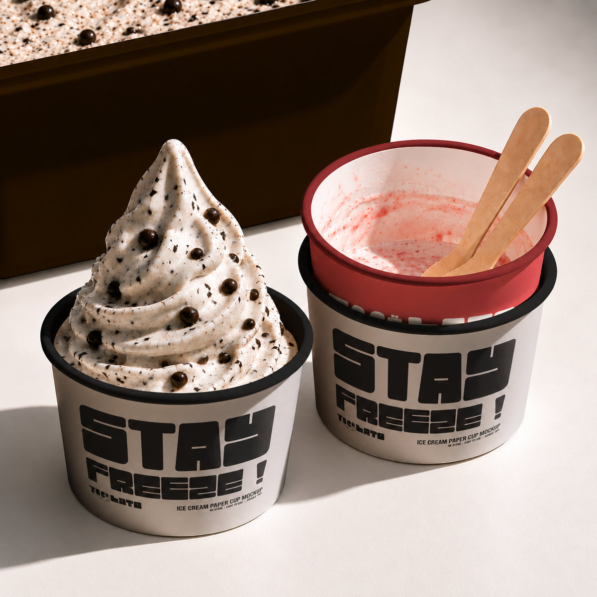 Ice Cream Paper Cup Mockup by Mockativ – Studio 2am