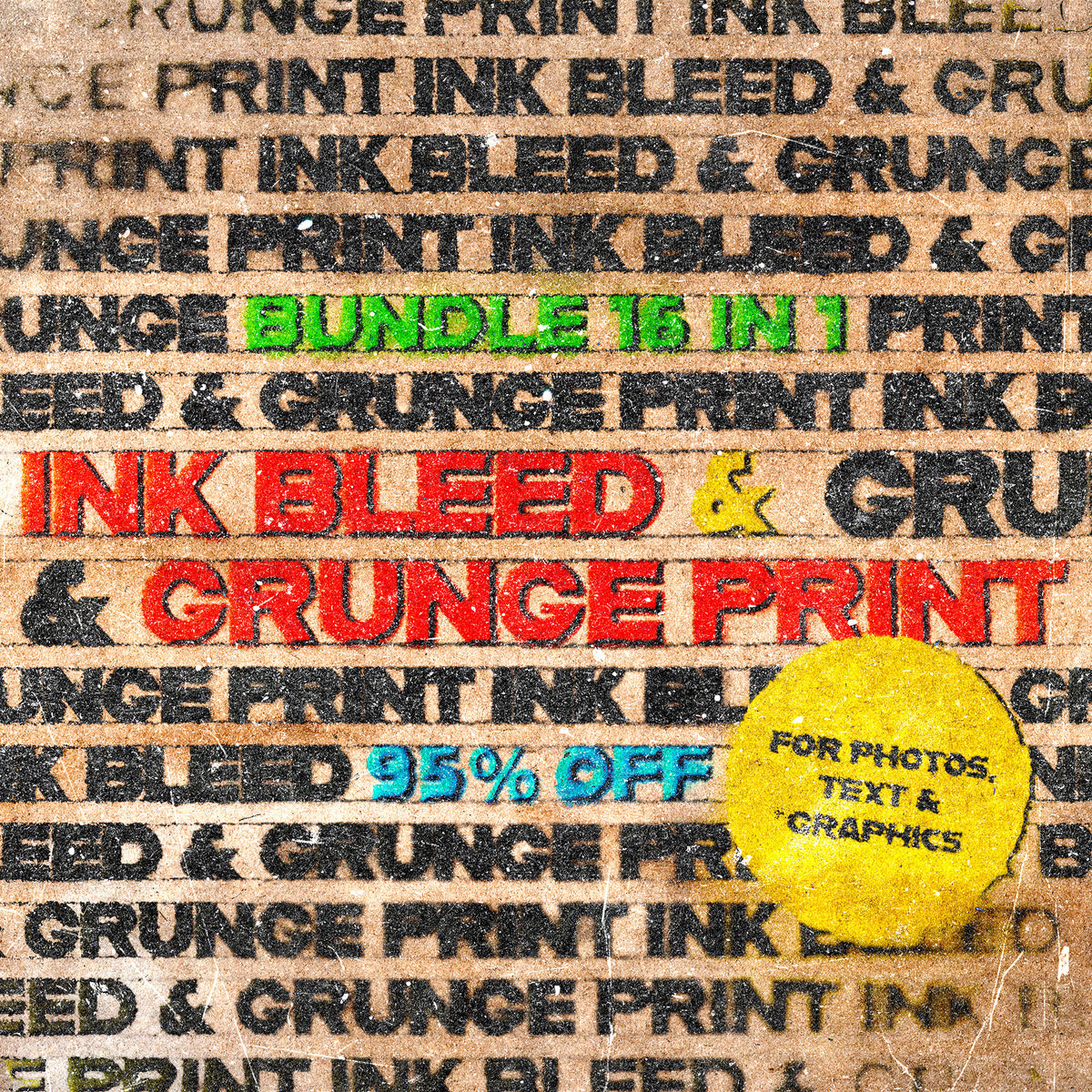 Ink Bleed & Grunge Print Text Effects Bundle by Pixelbuddha, preview 1