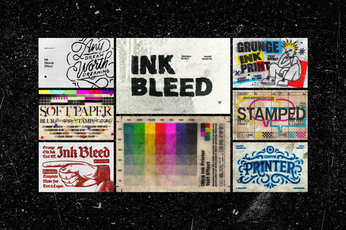 Ink Bleed & Grunge Print Text Effects Bundle by Pixelbuddha, preview 2