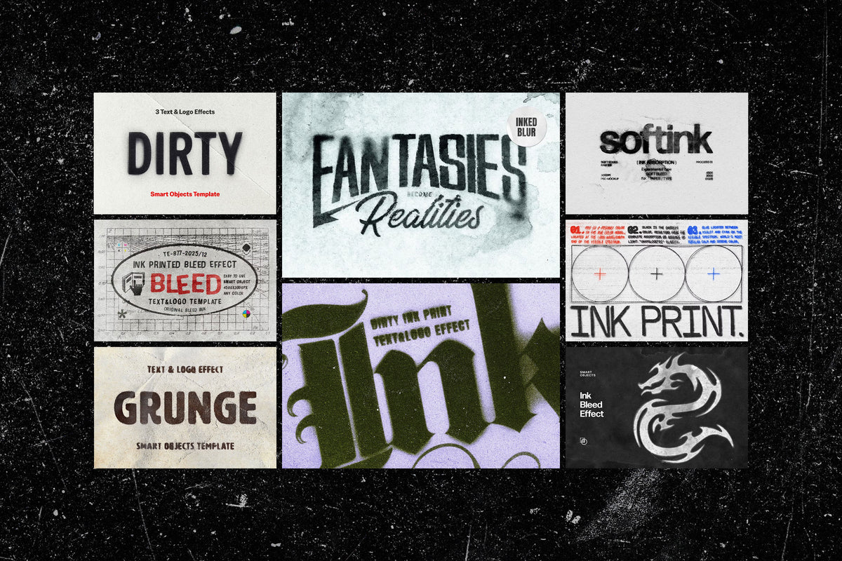 Ink Bleed & Grunge Print Text Effects Bundle by Pixelbuddha, preview 3