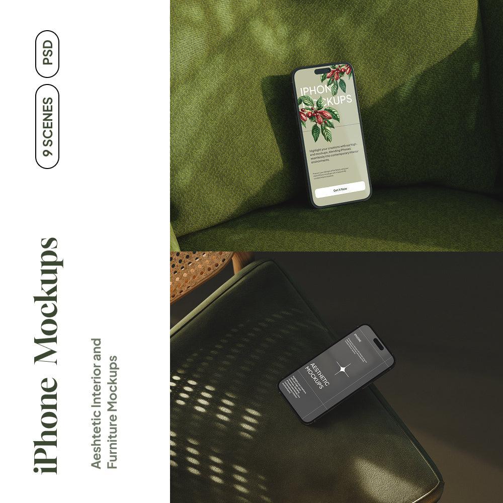 iPhone Mockups in Aesthetic Interior