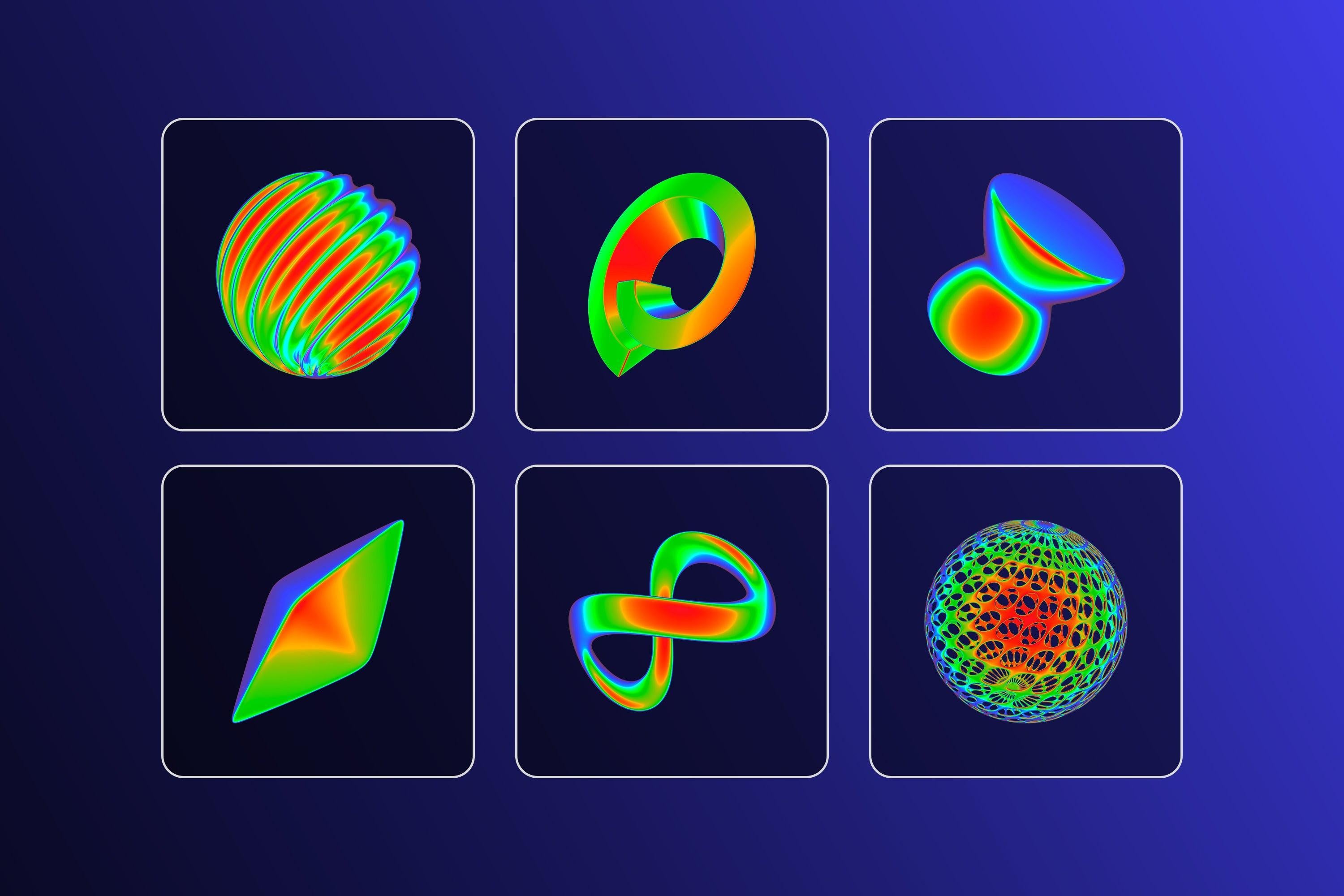 Iridescent Abstract 3D Objects