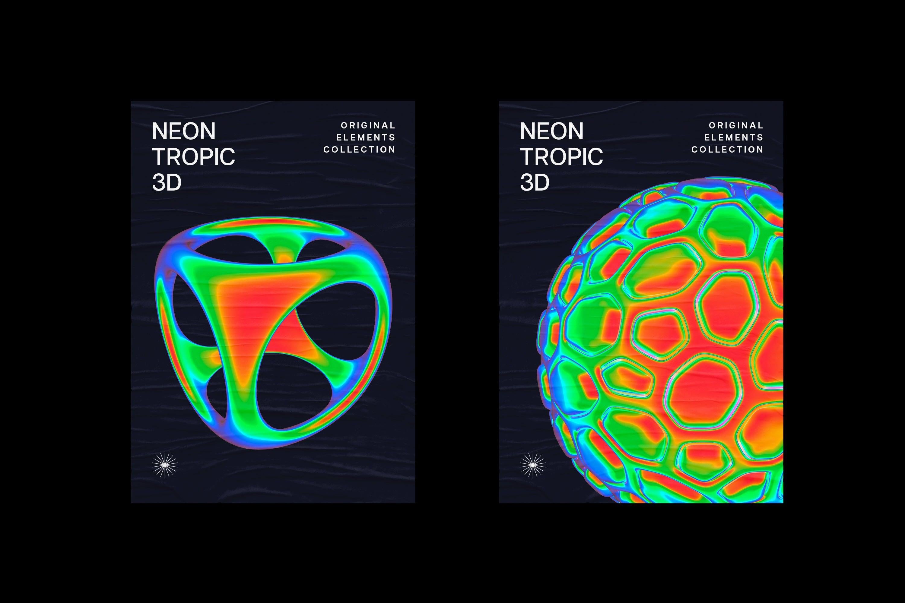 Iridescent Abstract 3D Objects