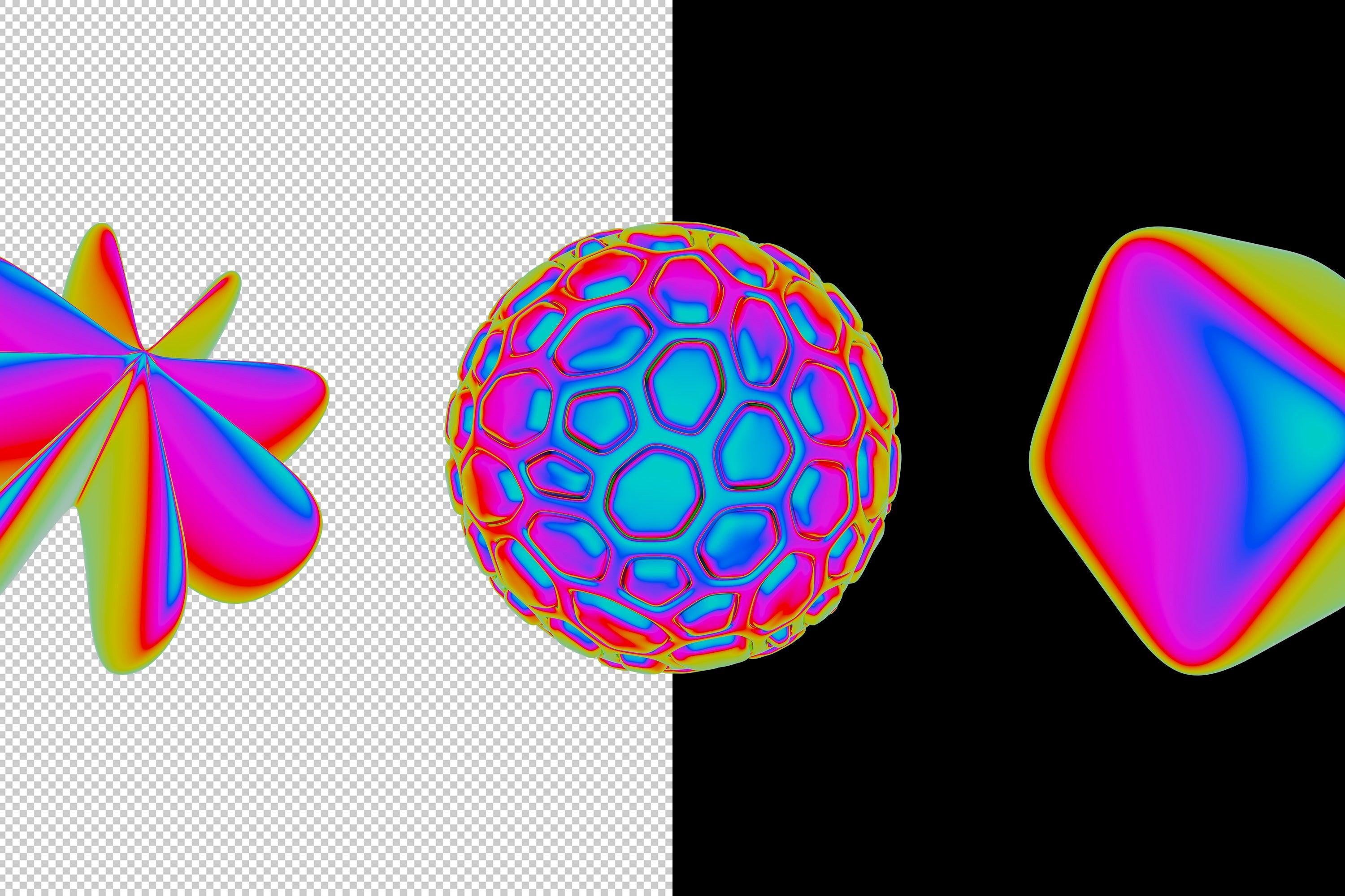 Iridescent Abstract 3D Objects