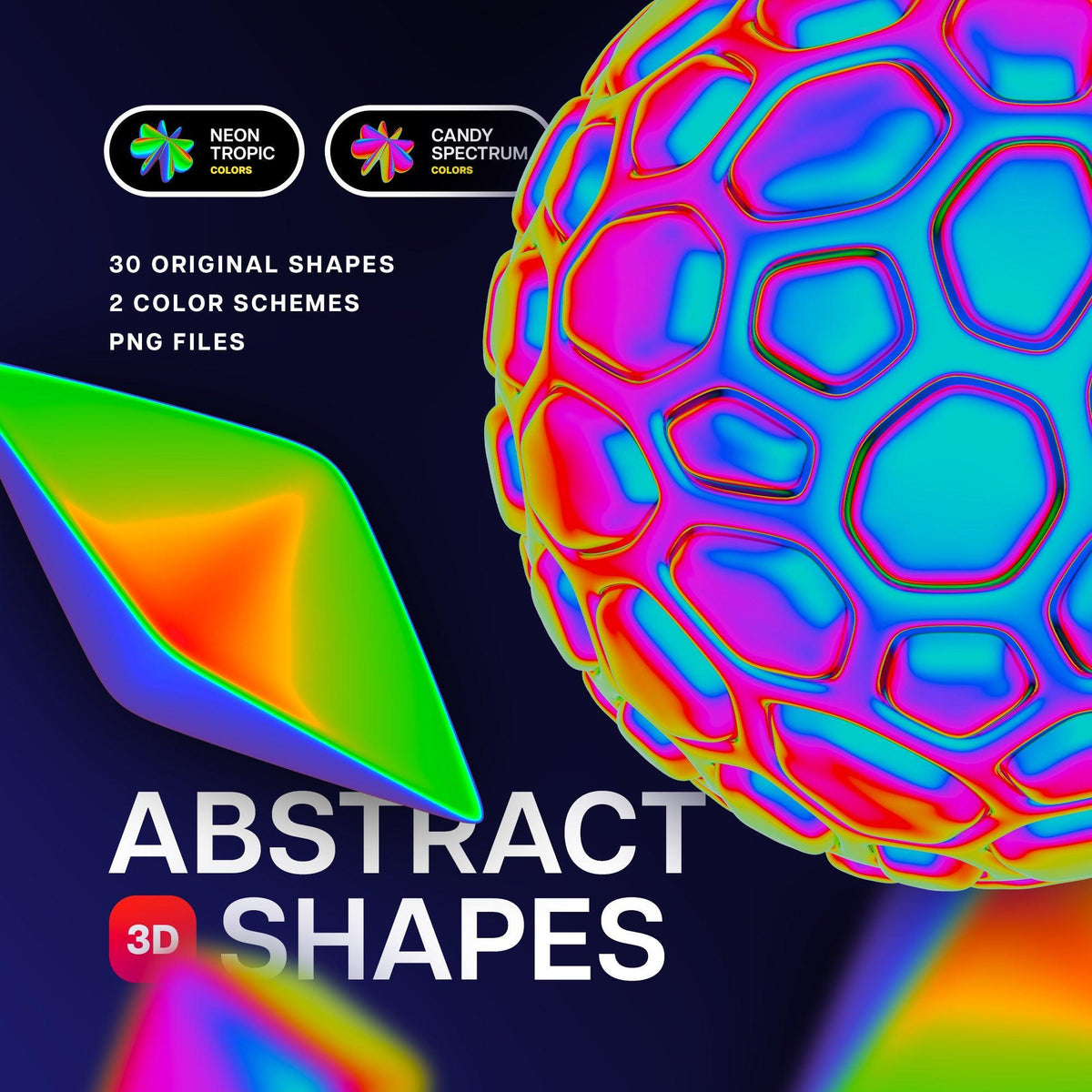 Iridescent Abstract 3D Objects by Pixelbuddha
