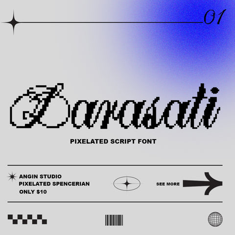 Larasati Pixelated Spencerian Script