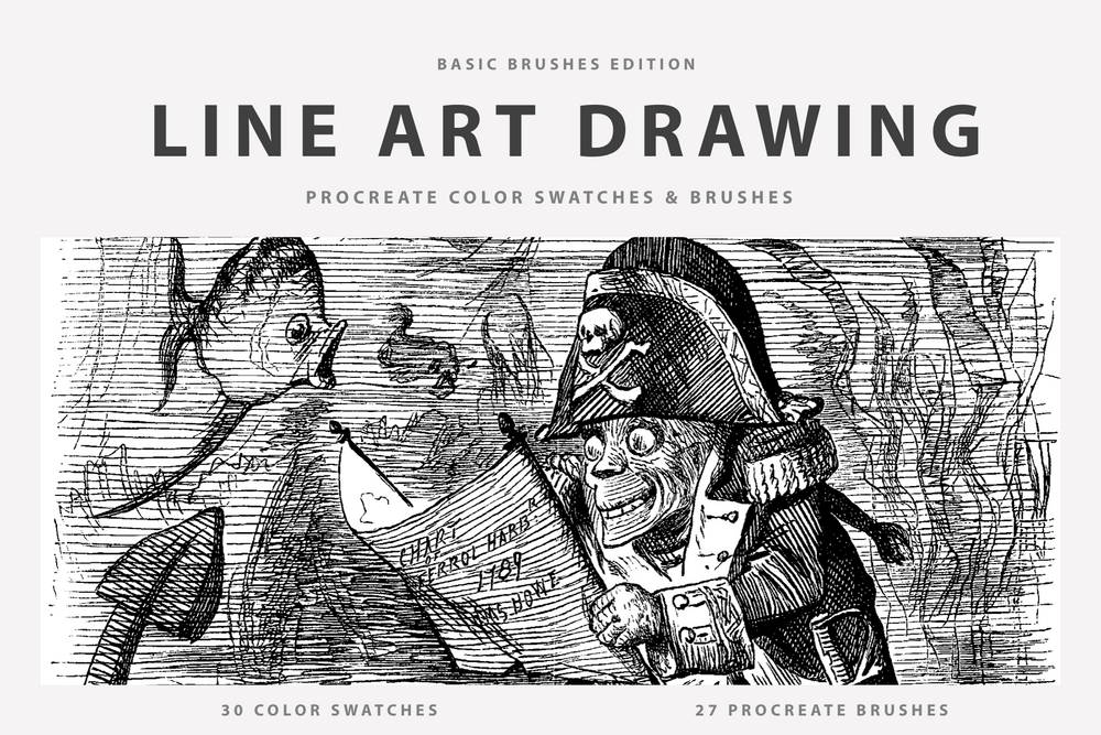 Line Art Drawing Procreate Brushes by Digi Life