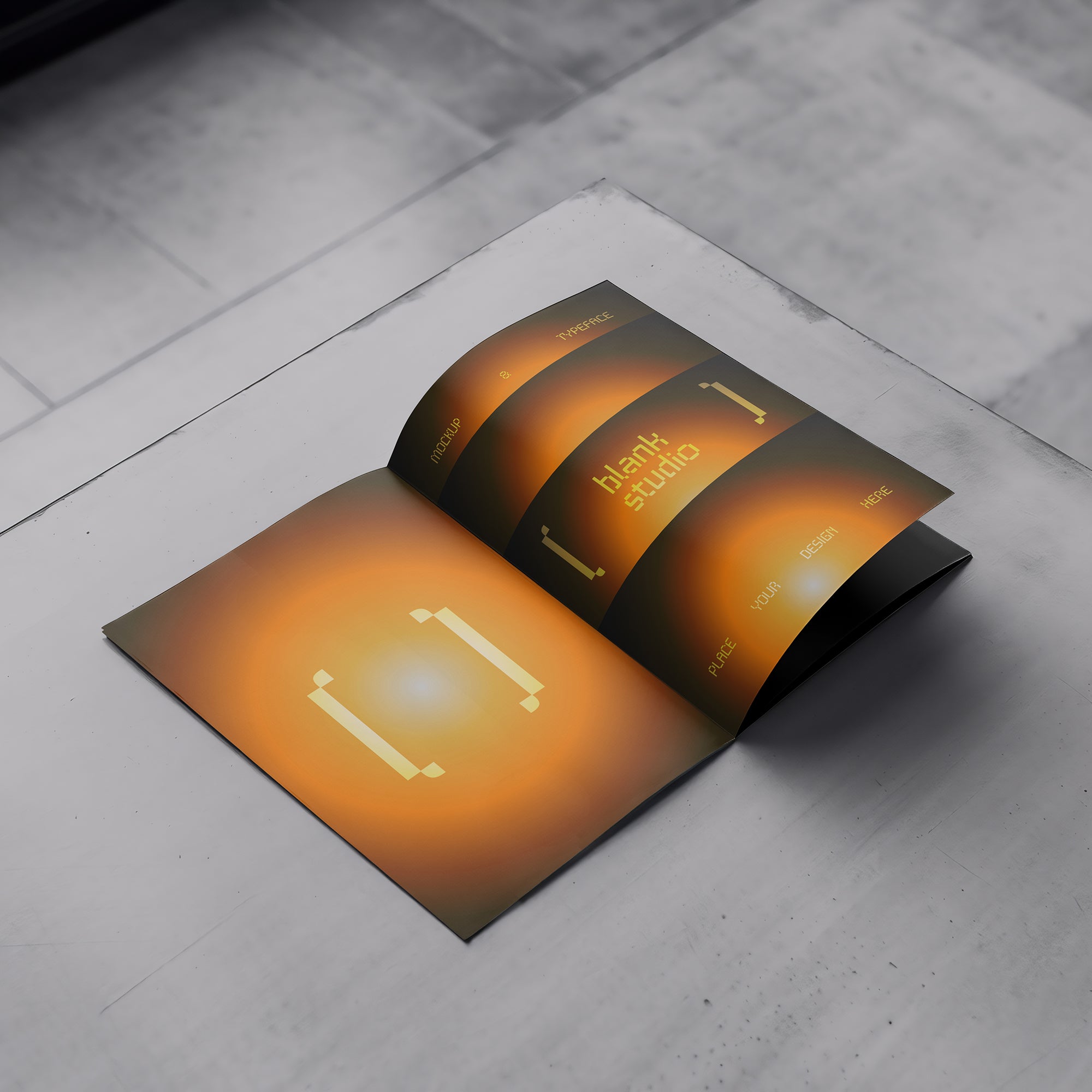 Magazine Mockup On the Grey Table