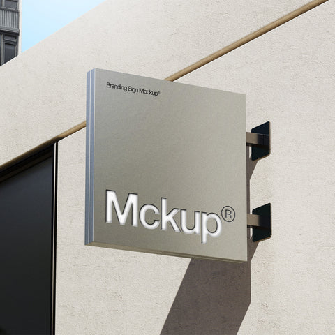 Metal Cafe Branding Sign Mockup