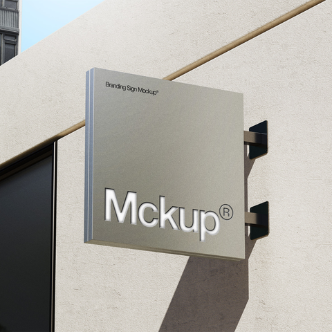Metal Cafe Branding Sign Mockup