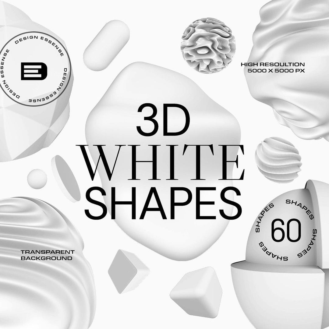 Modern White 3D Shapes