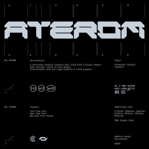 ATEROM — Futuristic Mecha Cyberpunk Font
