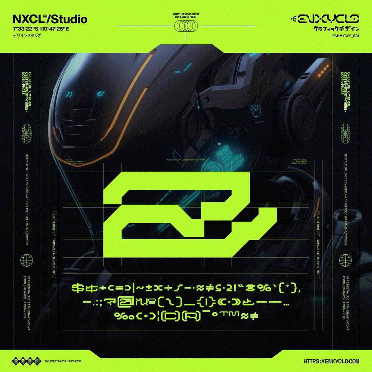 NCL Graxebeosa Expanded - Cyberpunk Futuristic Techno Mecha Font