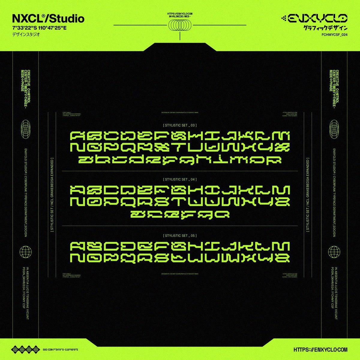 NCL Graxebeosa Expanded - Cyberpunk Futuristic Techno Mecha Font